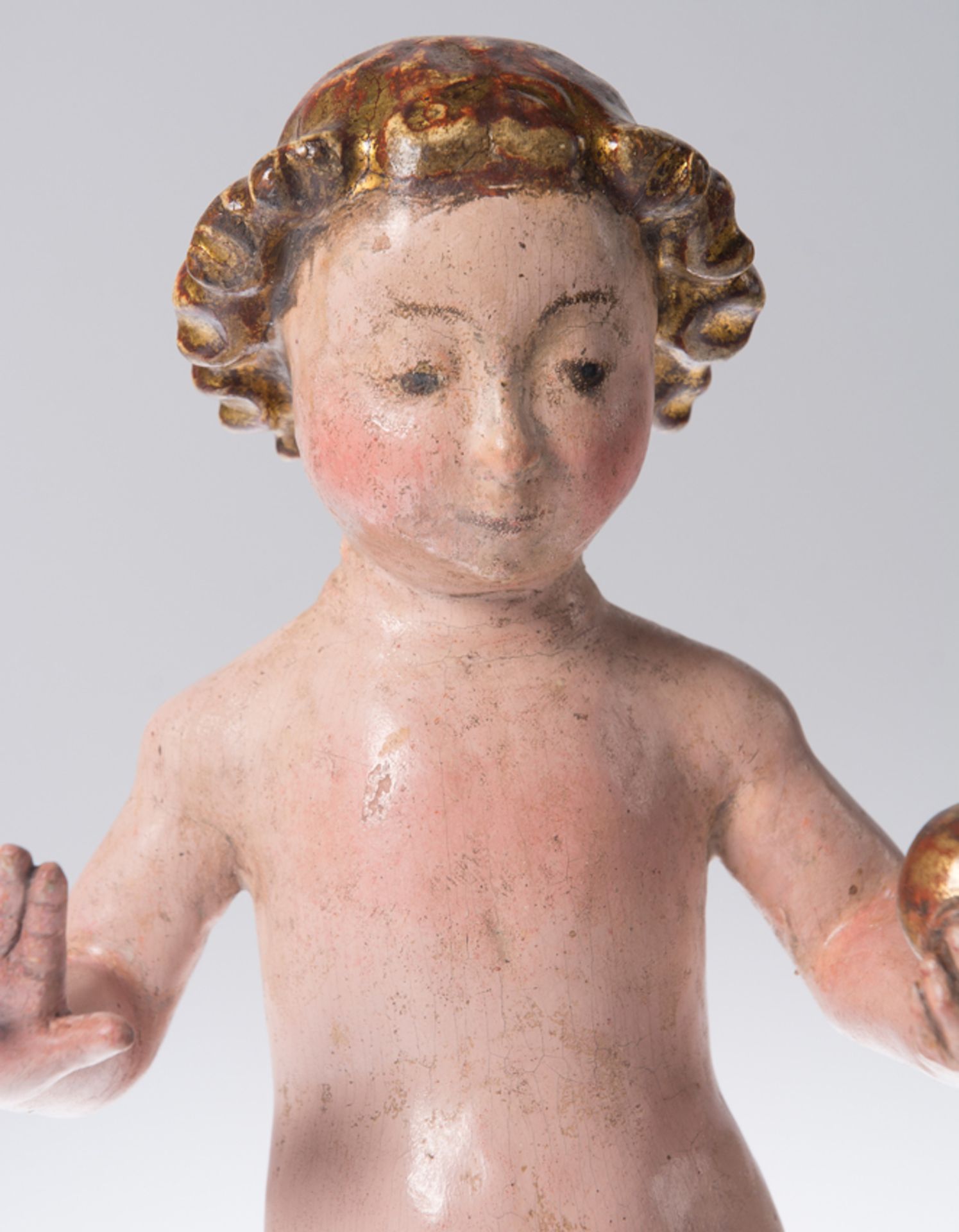 "Christ Child". Carved, polychromed and gilded wooden sculpture. Flemish School. Mechelen. 16th cent - Image 4 of 8