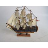 Wood model of H.M.S. Endeavor sailing ship