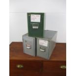 Vintage Trio of Metal Filing Drawers. H26cm x W18cm x L39cm.