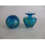 Pair of Mdina art glass to include large paperweight and vase.