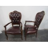 Pair of Chesterfield style high back chairs 105cm x 64cm x 67cm