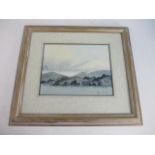 watercolour lake landscape scene signed, dated 82 L:46cm W:52cm