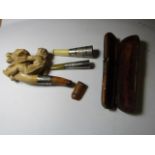Collection of smoking related items two with Chester silver marks all in a Bakelite box circa 1911