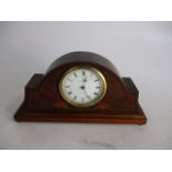 Beautiful inlaid detail Sam Lyon Jun Blackpool, brass ball footed mantle clock.