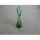 Vintage Murano art glass emerald green vase.