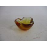 Vintage Murano amber glass ashtray.