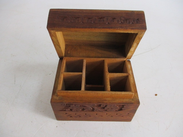 Vintage wooden carved storage boxes - Image 5 of 5