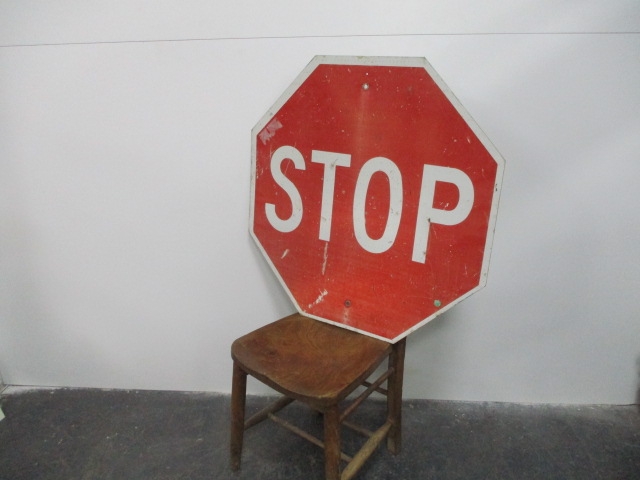 Vintage American Hexagonal metal stop sign , 76cm x 76cm