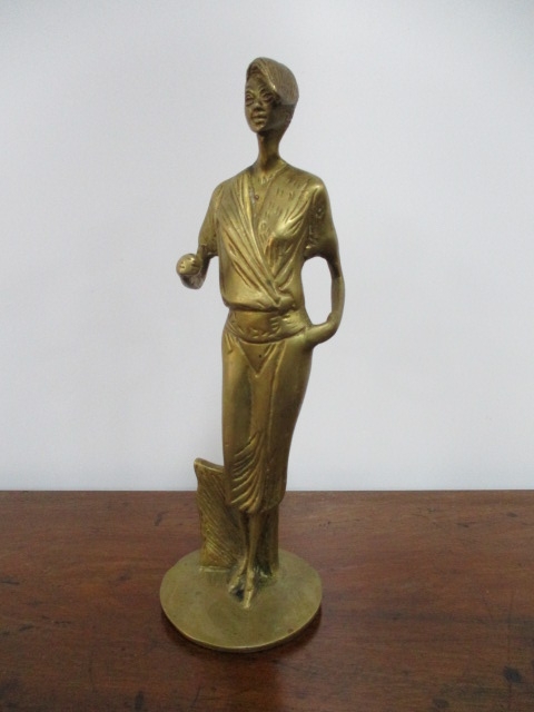 20th century brass figurine. H30 x W9cms.