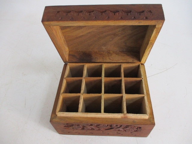 Vintage wooden carved storage boxes - Image 3 of 5