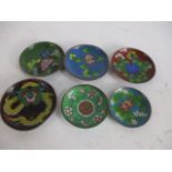 Selection of cloisonne pin dishes.