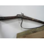 Antique flintlock rifle 120cm long. With ram rod