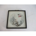 Vintage Chinese 3D feathered art picture of birds and flowers L:26cm W:26cm