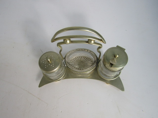 Silver plated Art Deco condiment set - Image 2 of 2