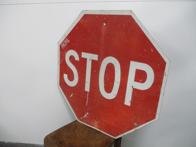 Vintage American Hexagonal metal stop sign , 76cm x 76cm - Bild 2 aus 4