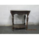 Victorian oak side table with undershelf