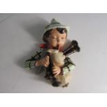 Vintage Scottish bagpipe boy chalk figure