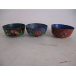 Trio of cloisonne bowls.