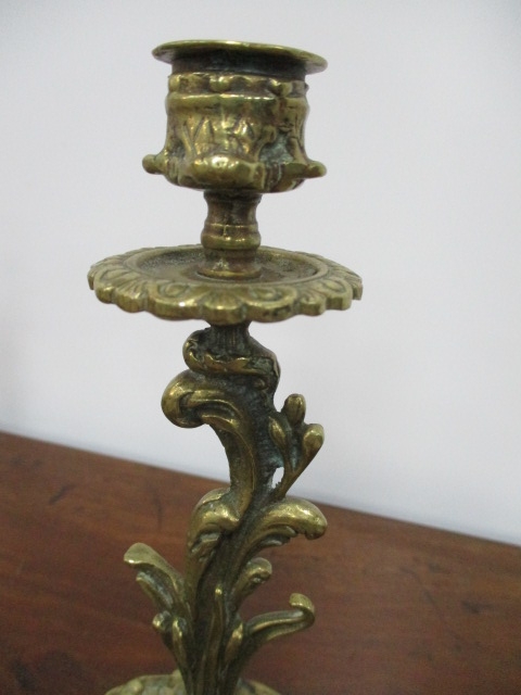 Pair of early 20th century brass candlesticks very ornate. H23 x W11cms - Image 3 of 4