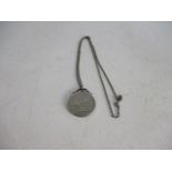 1951 five shilling coin in silver mount an chain.