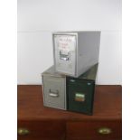 Vintage Trio of Metal Filing Drawers H26cm x W18cm x L39cm