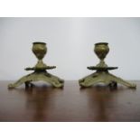 Pair of early 20th century brass candle sticks. H9 x W10cms
