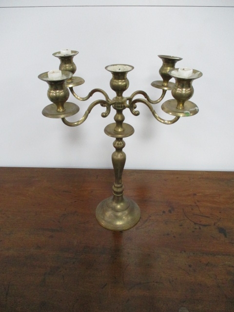 Early 20th century brass candelabra. H42 x W33cms.