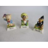 Trio of warner bros ceramic display pieces (Porky pig, Daffy Duck, Speedy Gonzales) height 14cm