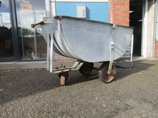 Vintage galvanized Agricultural Feed Barrow Trough/Planter Trolley Wheels 139cm x 61cm x 180cm - Bild 3 aus 4