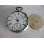 Antique silver pocket watch detached lever 30307 hallmarked , 1888 dated on back, engraved to inner,