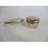 Antique Birmingham early 19th century silver topped cut glass dressing table trinkets.