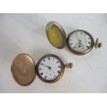 Pair of vintage full hunter pocket watches, Cashier AWC & co gold filled 15 jewel, along with