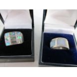 Pair of silver 925 rings mother of pearl sizes p & N.