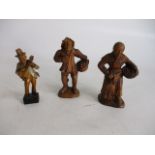 Trio of wooden carved figures (A.Vernet) height 18cm