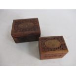 Vintage wooden carved storage boxes