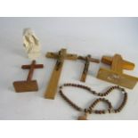 Collection of religious items to include crucifixes etc