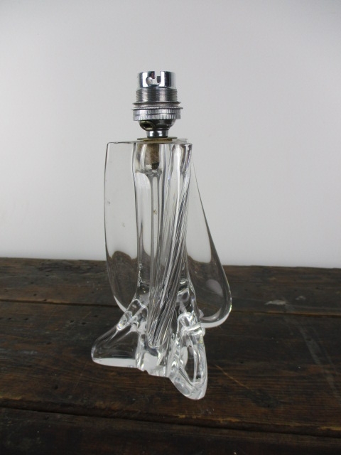 Mid Century Glass Shaped Lamp base (unrestored) H20cm x W11cm