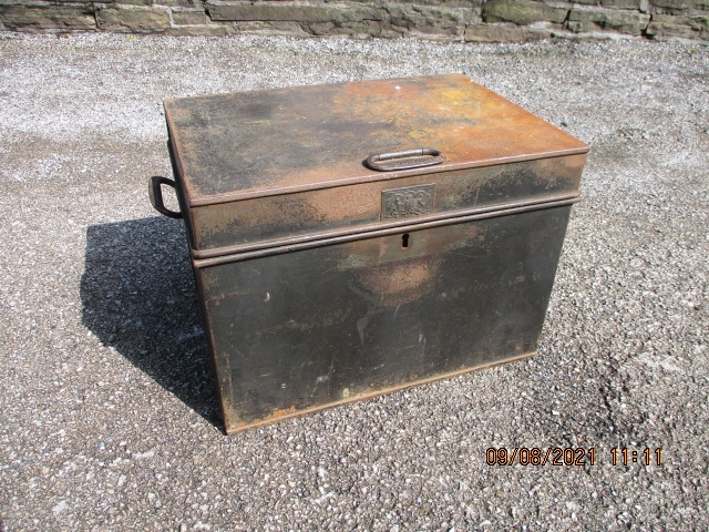 Antique Milner & Son metal strongbox A/F