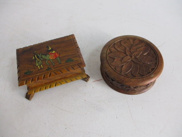 Vintage wooden carved storage boxes