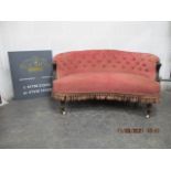 Victorian kidney shape sofa with pot casters