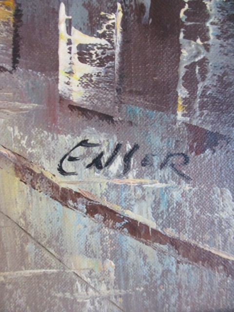 Oil on canvas city view signed Enser L:60cm W:50cm - Image 2 of 2