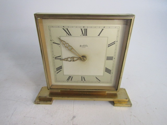 Vintage Bentima 8 day Art Deco brass wind up mantle clock