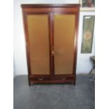 20th Century large mahogany inlaid wardrobe. H220cm x L141 x W57ms.