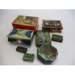 Mixed lot of vintage collectors tins, to include Kalzana, Cadburys etc.