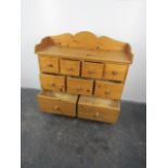 Vintage Pine multi drawer Apothecary style cabinet. H95 x L89 x D36