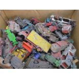 Mixed lot of vintage diecast vehicle restoration projects.