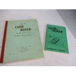 1954-57 Land Rover parts catalogue and operation manual.