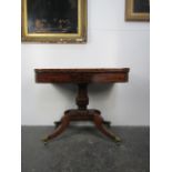 19th century mahogany card table with blue baize . 71cm x 92cm x45cm