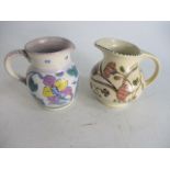 Vintage Honiton pottery hand painted jugs. 6 inch height.