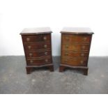 Pair of small 20thc Bow Fronted mahogany drawers. H60cm x W41 x D136